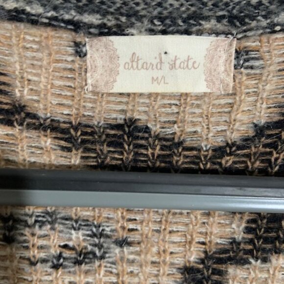 Altr'd State Black Tan Animal Print Open Front Sweater Cardigan Duster - M/L - Picture 5 of 5